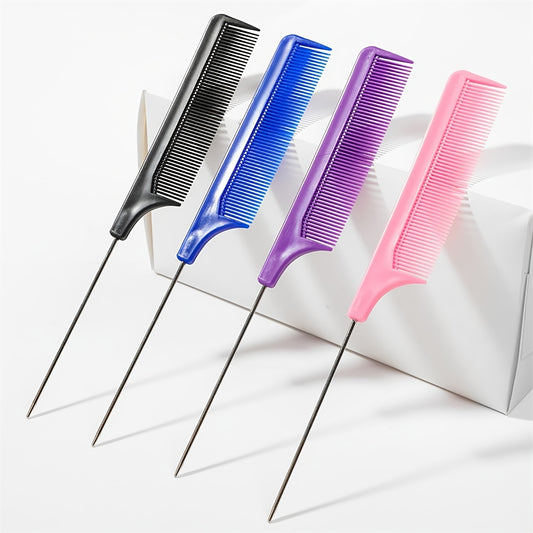 Professional Pointed Tail Hair Comb Anti-Static Hair Dye Brush Barber Steel Needle Comb Salon Barber Hairdressing Accessories