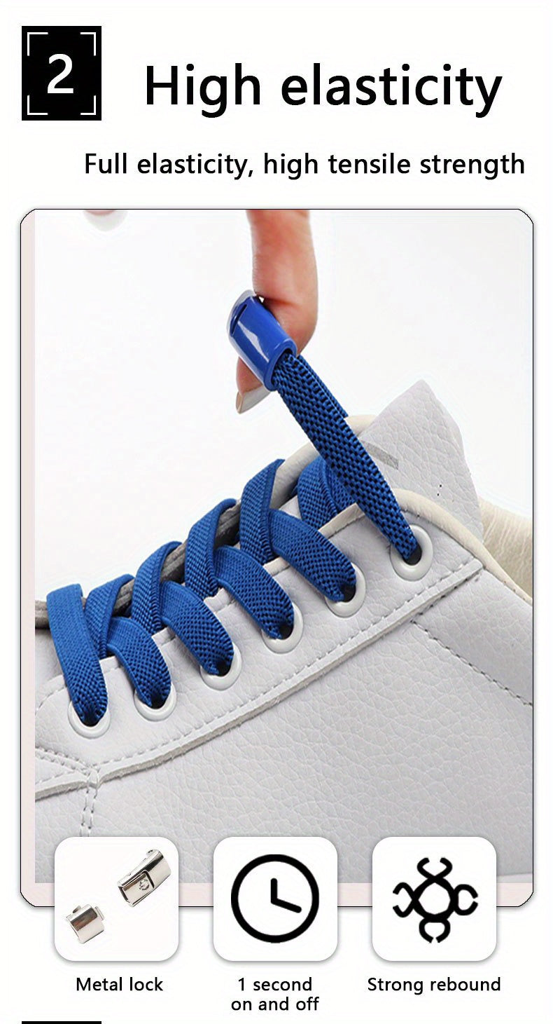 1pair Women's Polyester Laces Sneaker Accessories, White No Laces With Buckles