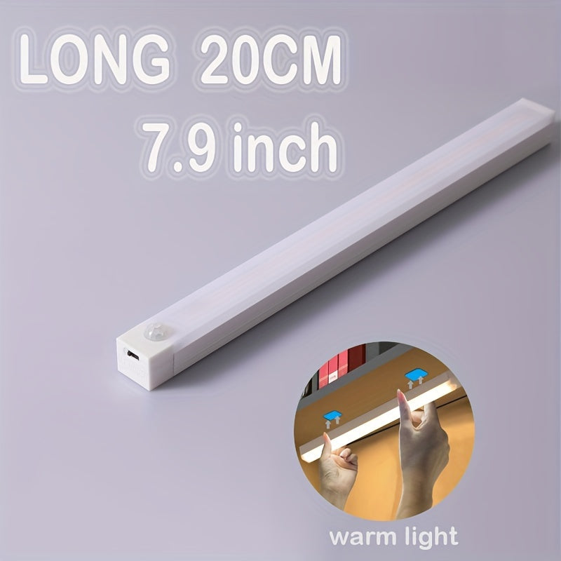 Smart Motion-Activated LED Light Strip - Wireless, Magnetic Mount, USB Rechargeable for Wardrobe, Kitchen, Desk & More