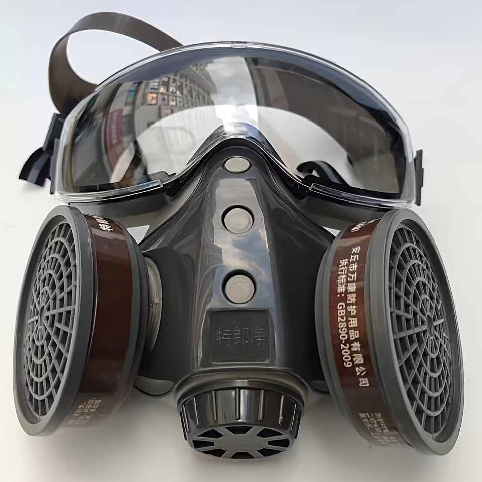 Enhanced Visibility, Reusable Respirator Kit with Anti-Fog Goggles - Hypoallergenic, Dust & Chemical Protection for Painting, Industrial Work, and Pesticide Application