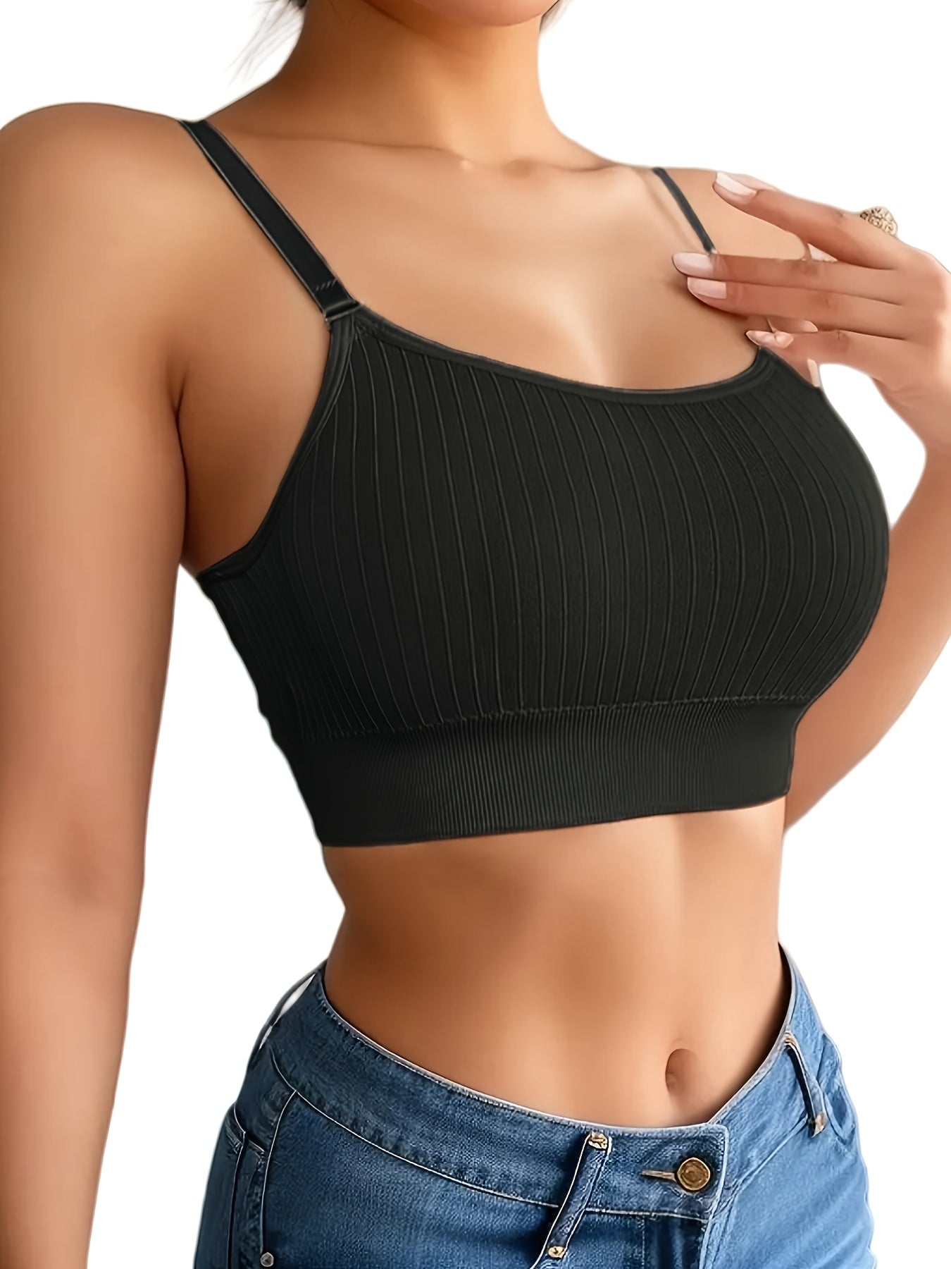 Breathable 6pcs Seamless Sports Bras with Adjustable Straps - Wire-Free Support for Yoga & Fitness - Removable Pads