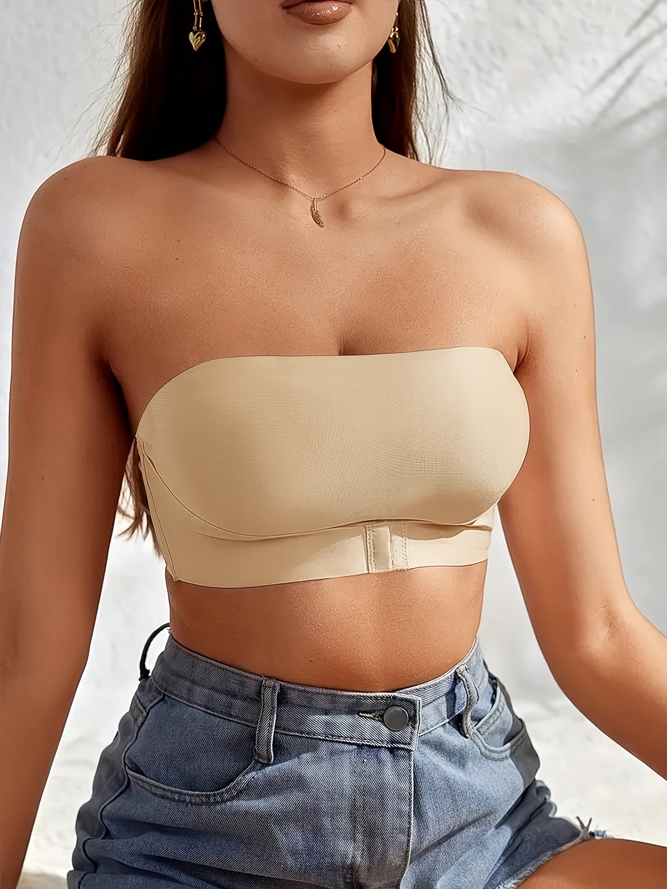 Sultry Strapless Bandeau Bra - Wireless, Non Padded, Front Buckle Bras for Women - Sexy, Comfortable, and Confident Erotic Clothing for Everyday Wear