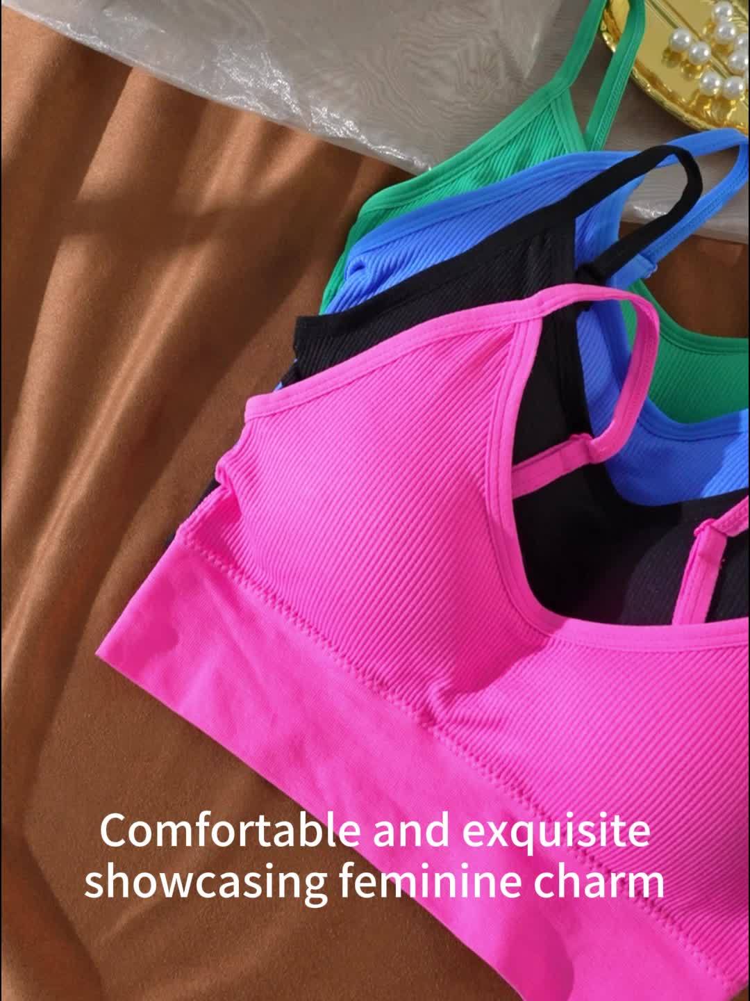 ComfyFit Solid Ribbed Sports Bra - Sports Bras for Women, Breathable Workout Fitness Intimates, Lingerie and Underwear with Superior Comfort and Support