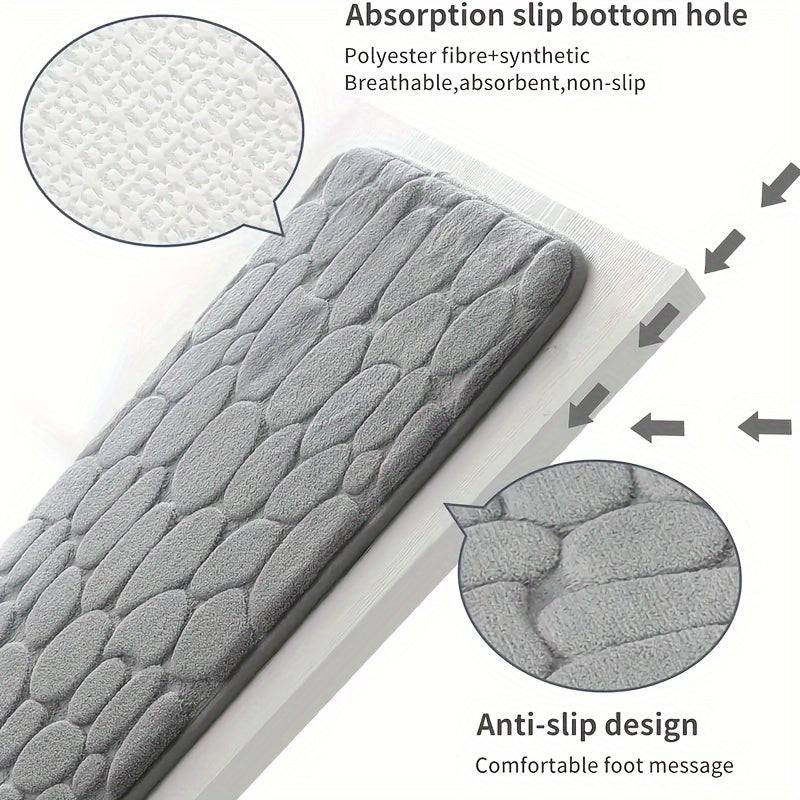 Coral Fleece Bath Rug, Non-Slip PVC Backing, Machine Washable, Low Pile, Flat Woven, Oblong Shape, 450gsm - Soft Comfort Bathroom Mat with Excellent Absorbency
