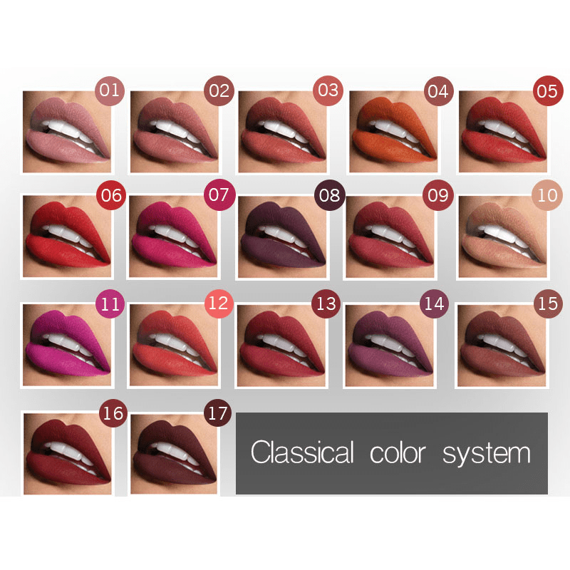 17 colors Long-Lasting Matte Liquid Lipstick Lip Gloss with Velvet Finish and Waterproof Formula Valentine's Day Gifts