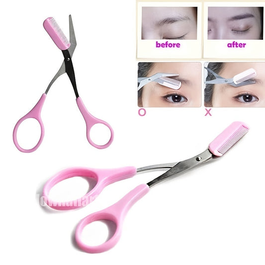 Facial Hair Removal Trimmer Scissor - Eyebrow Shaping Grooming Makeup Tool with Comb - Cosmetic Accessory
