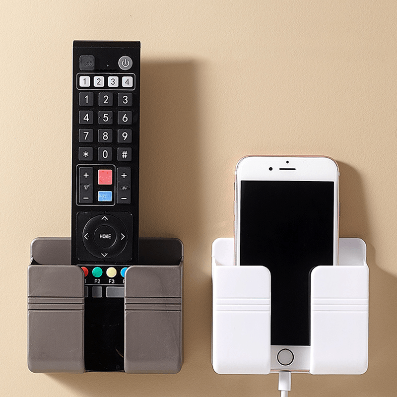 Mobile Phone Plug Wall Holder Punch Free Wall Mounted Organizer Storage Box Remote Control Mounted Charging Multifunction Hook, Easter Day, Valentine's Day, Springtime