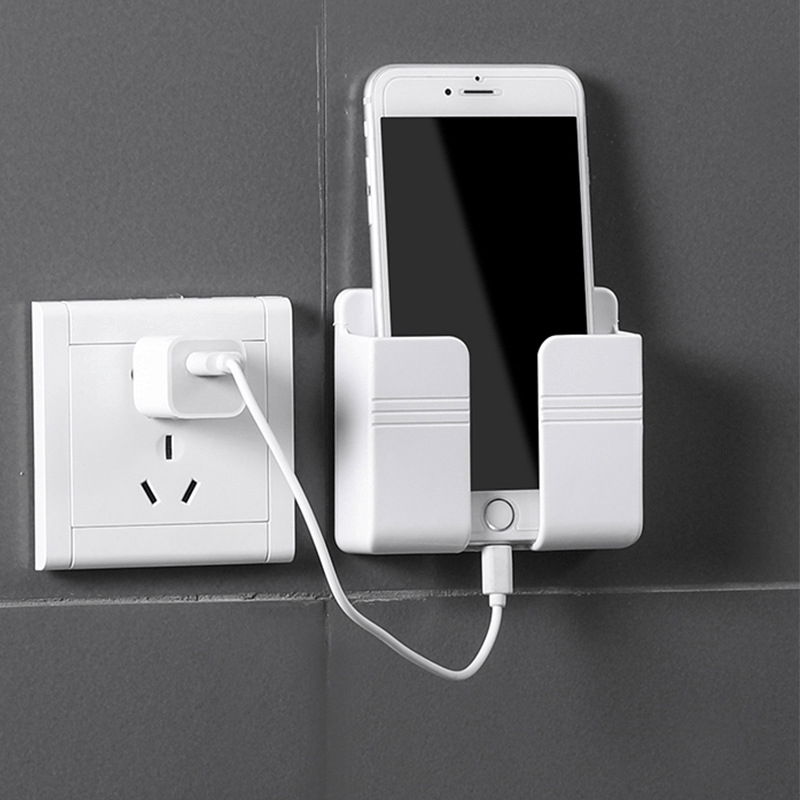Mobile Phone Plug Wall Holder Punch Free Wall Mounted Organizer Storage Box Remote Control Mounted Charging Multifunction Hook, Easter Day, Valentine's Day, Springtime