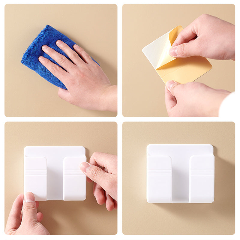 Mobile Phone Plug Wall Holder Punch Free Wall Mounted Organizer Storage Box Remote Control Mounted Charging Multifunction Hook, Easter Day, Valentine's Day, Springtime