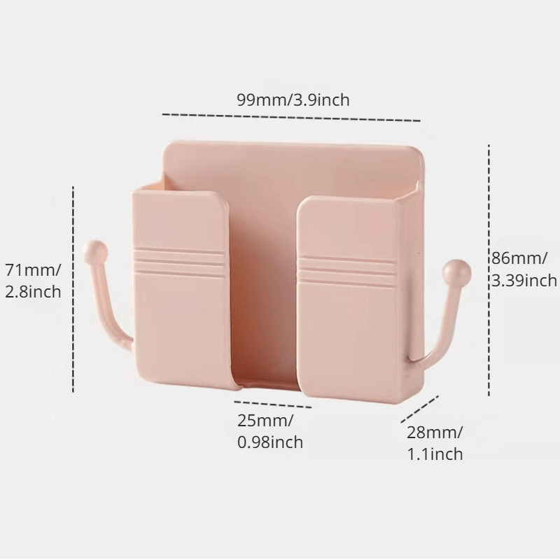 Mobile Phone Plug Wall Holder Punch Free Wall Mounted Organizer Storage Box Remote Control Mounted Charging Multifunction Hook, Easter Day, Valentine's Day, Springtime