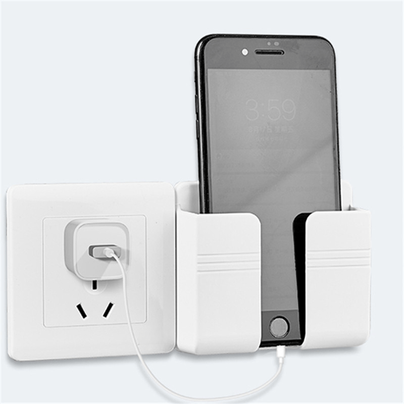Mobile Phone Plug Wall Holder Punch Free Wall Mounted Organizer Storage Box Remote Control Mounted Charging Multifunction Hook, Easter Day, Valentine's Day, Springtime