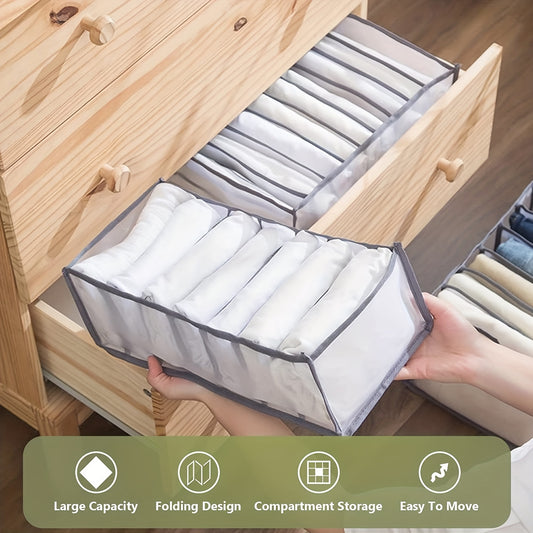 6pcs LDQ Wardrobe Clothes Organizer Set with Handles - Transparent, Foldable Drawer Dividers for Jeans, Shirts, Bras, Underwear & Socks - Durable Material, Ideal for Family Use, Clothes Organizer Storage