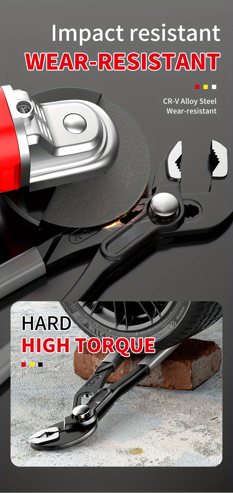 Industrial Grade Chrome Vanadium Steel All-in-One Multifunctional Tool, Combination Pliers, Pump Pliers, and Wrench, Heavy-Duty Grip Hand Tools