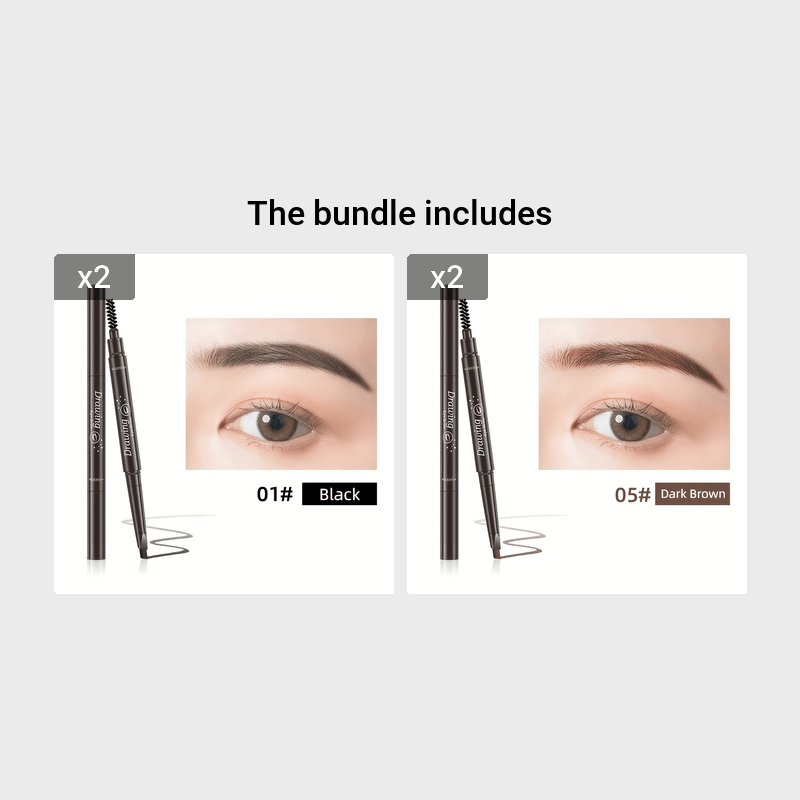 Waterproof 5 Colors Natural Makeup Double Heads Automatic Eyebrow Pencil Waterproof Long-lasting Easy Ware Eyebrow Pen With Eyebrow Brush