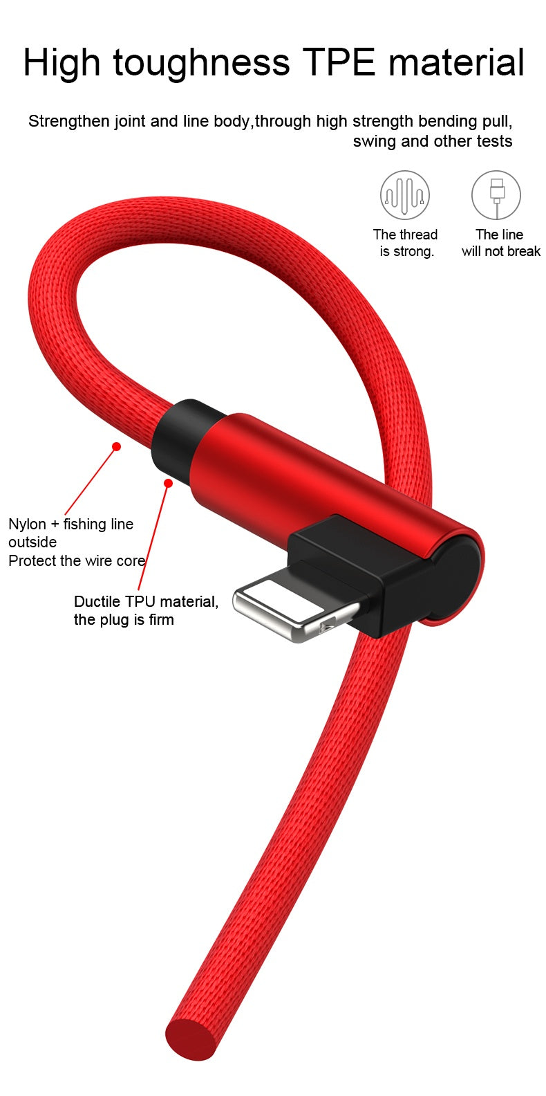 Fast Charging 90 Degree USB Cable for iPhone, iPad & More - Compatible with iPhone 14/13/12/11/X/8/7/7Plus/6/6S/5