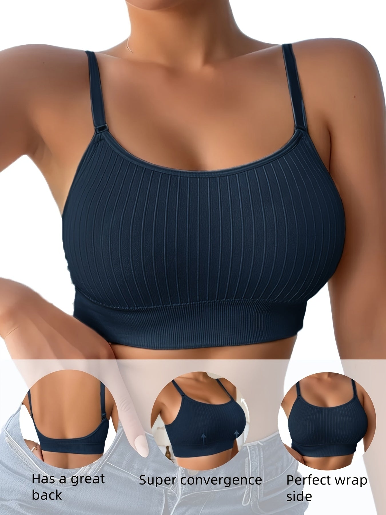 Breathable 6pcs Seamless Sports Bras with Adjustable Straps - Wire-Free Support for Yoga & Fitness - Removable Pads