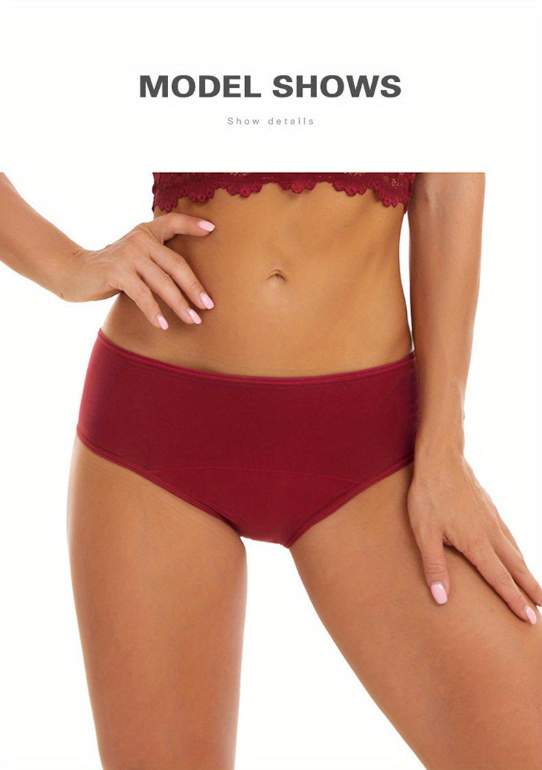 3pcs Simple Period Panties, Comfort Mid-high Waist Physiological Briefs, Breathable Postpartum Panty, Menstruation Panties, Women's Underwear & Lingerie
