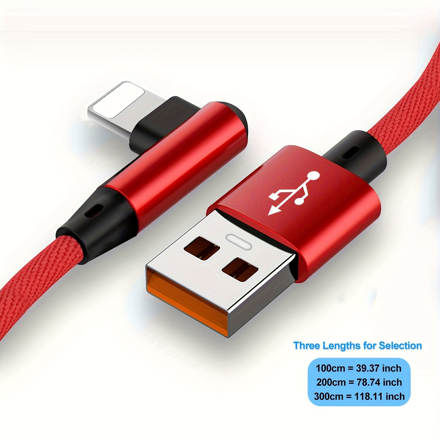 Fast Charging 90 Degree USB Cable for iPhone, iPad & More - Compatible with iPhone 14/13/12/11/X/8/7/7Plus/6/6S/5
