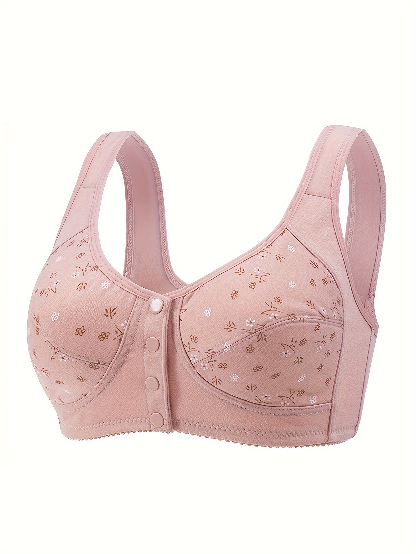 7pcs Set of Women'S Plus Size Non-Wired Bras, Solid Color, Simple Style, Slightly Elastic, No Bra Pads, Front Closure, Light And Breathable, Easy to Wear