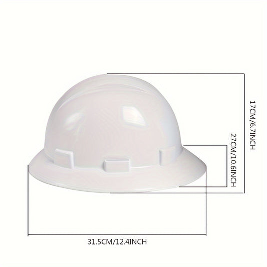 Safety Helmet with Wide Brim - Impact Resistant HDPE Shell Safety Hard Hat, Ventilation 6-Point Adjustable Ratchet Suspension for Construction & Industrial Work