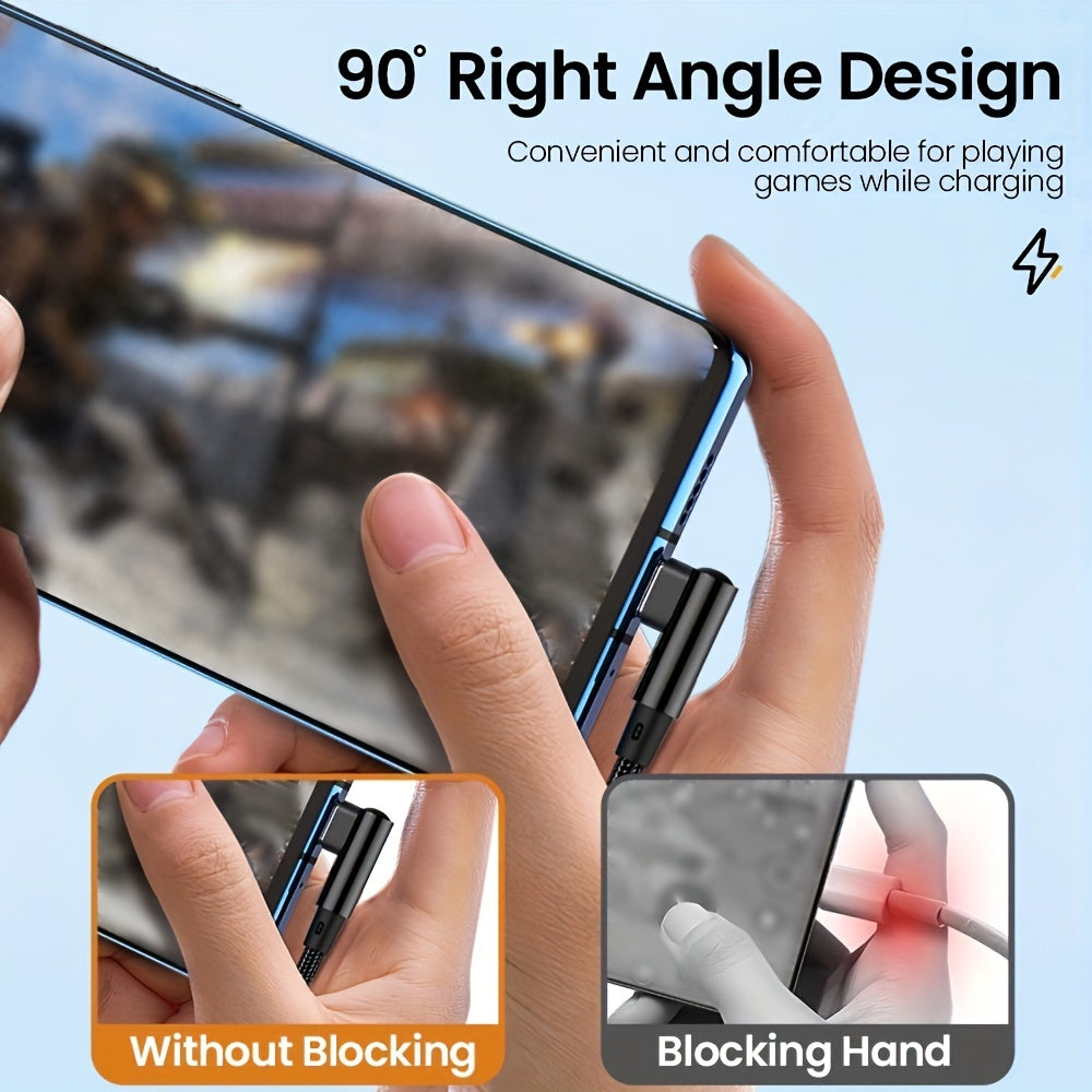 Fast Charging 90 Degree USB Cable for iPhone, iPad & More - Compatible with iPhone 14/13/12/11/X/8/7/7Plus/6/6S/5