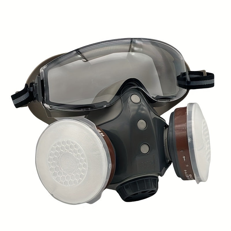 Enhanced Visibility, Reusable Respirator Kit with Anti-Fog Goggles - Hypoallergenic, Dust & Chemical Protection for Painting, Industrial Work, and Pesticide Application