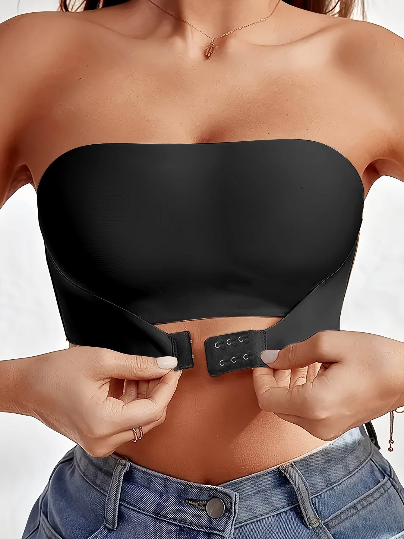 Sultry Strapless Bandeau Bra - Wireless, Non Padded, Front Buckle Bras for Women - Sexy, Comfortable, and Confident Erotic Clothing for Everyday Wear