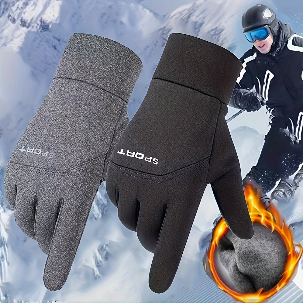 Autumn and Winter Outdoor Plus Velvet Cold Safeguard Gloves, Sports Riding Ski Touch Screen Gloves, Men's Warm Gloves