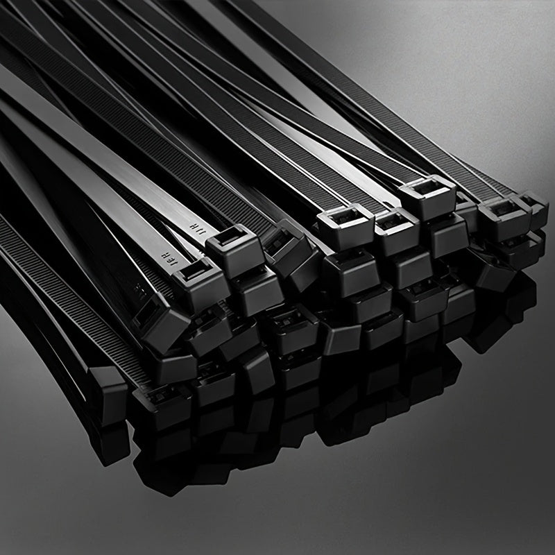 300pcs Heavy-Duty Nylon Cable Ties Set - Assorted Sizes 16"/8"/6", High Tensile Strength, UV Resistant, Self-Locking, Easy to Use, Black Zip Ties for Home, Office, and Industrial Cable Management, Organization, and Wire Bundl