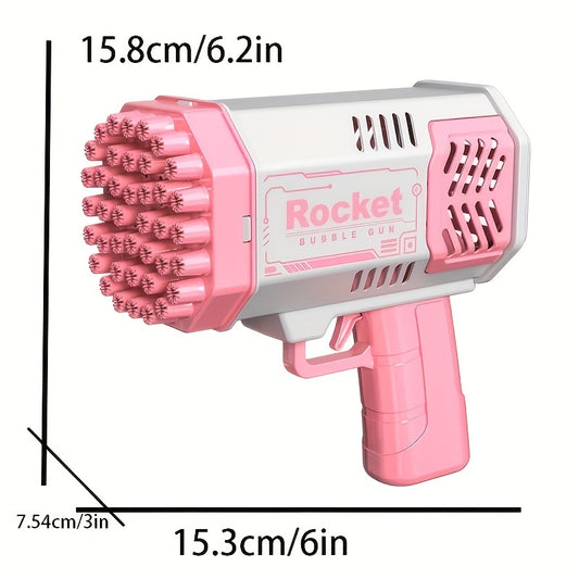 One Pack Of Children's 40 Holes Rocket Launcher Handheld Portable Electric Automatic Bubble Gun LED Light For Boys And Girls Gathering Party Birthday Halloween Christmas Gift Carnival