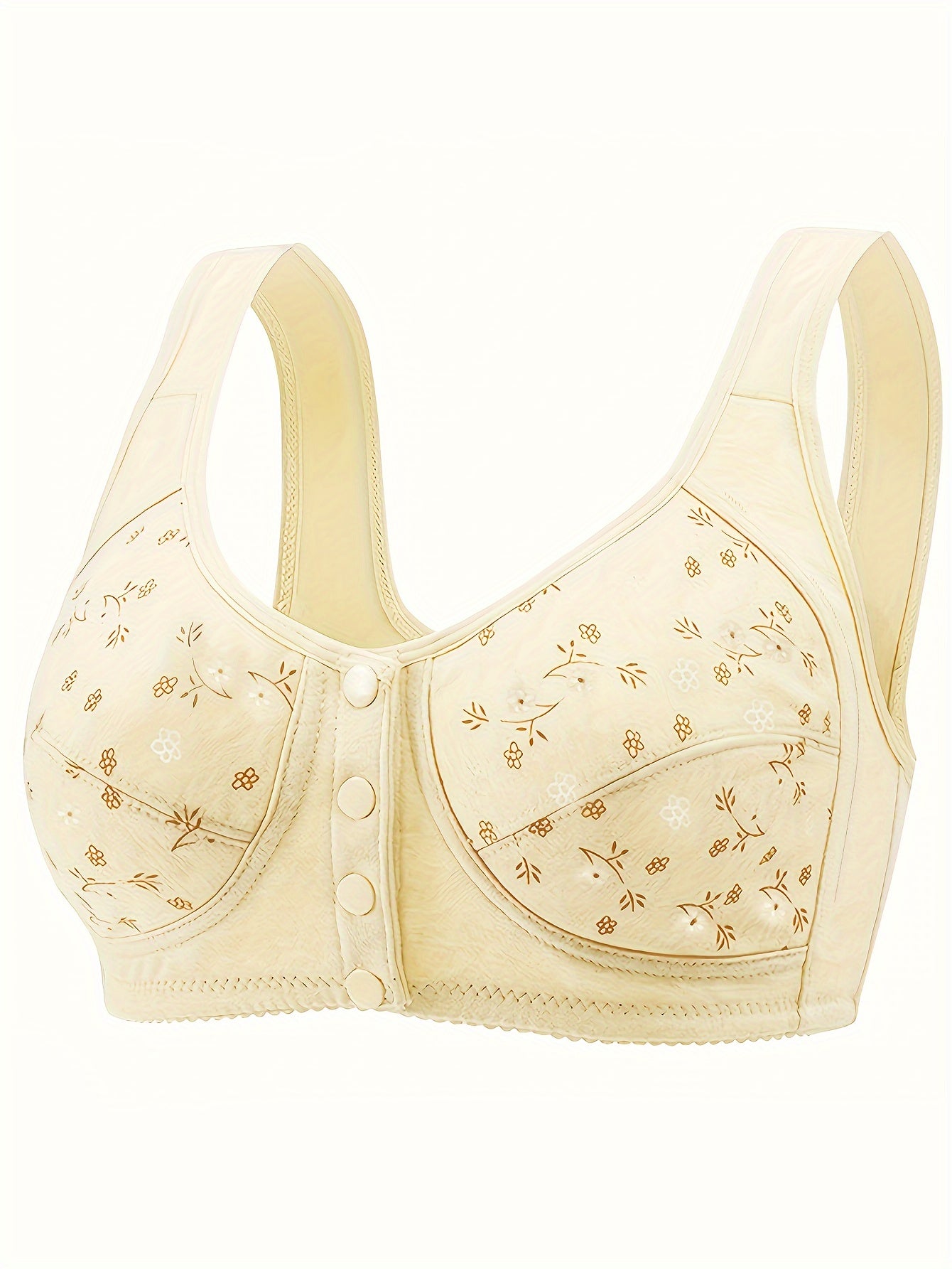 7pcs Set of Women'S Plus Size Non-Wired Bras, Solid Color, Simple Style, Slightly Elastic, No Bra Pads, Front Closure, Light And Breathable, Easy to Wear