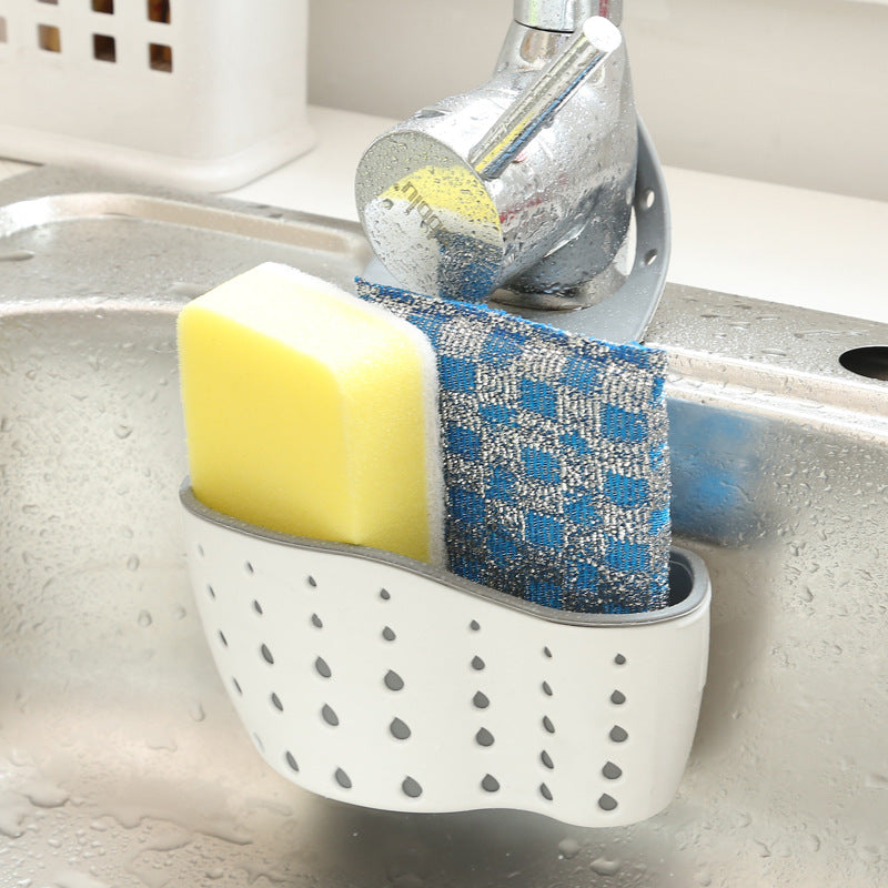 1 Pc Multifunctional Sink Sponge Rack With Adjustable Shoulder Strap - Hanging Bag, Organize And Drain Your Sponge With Ease - Perfect For Kitchen And Bathroom - Kitchen Supplies