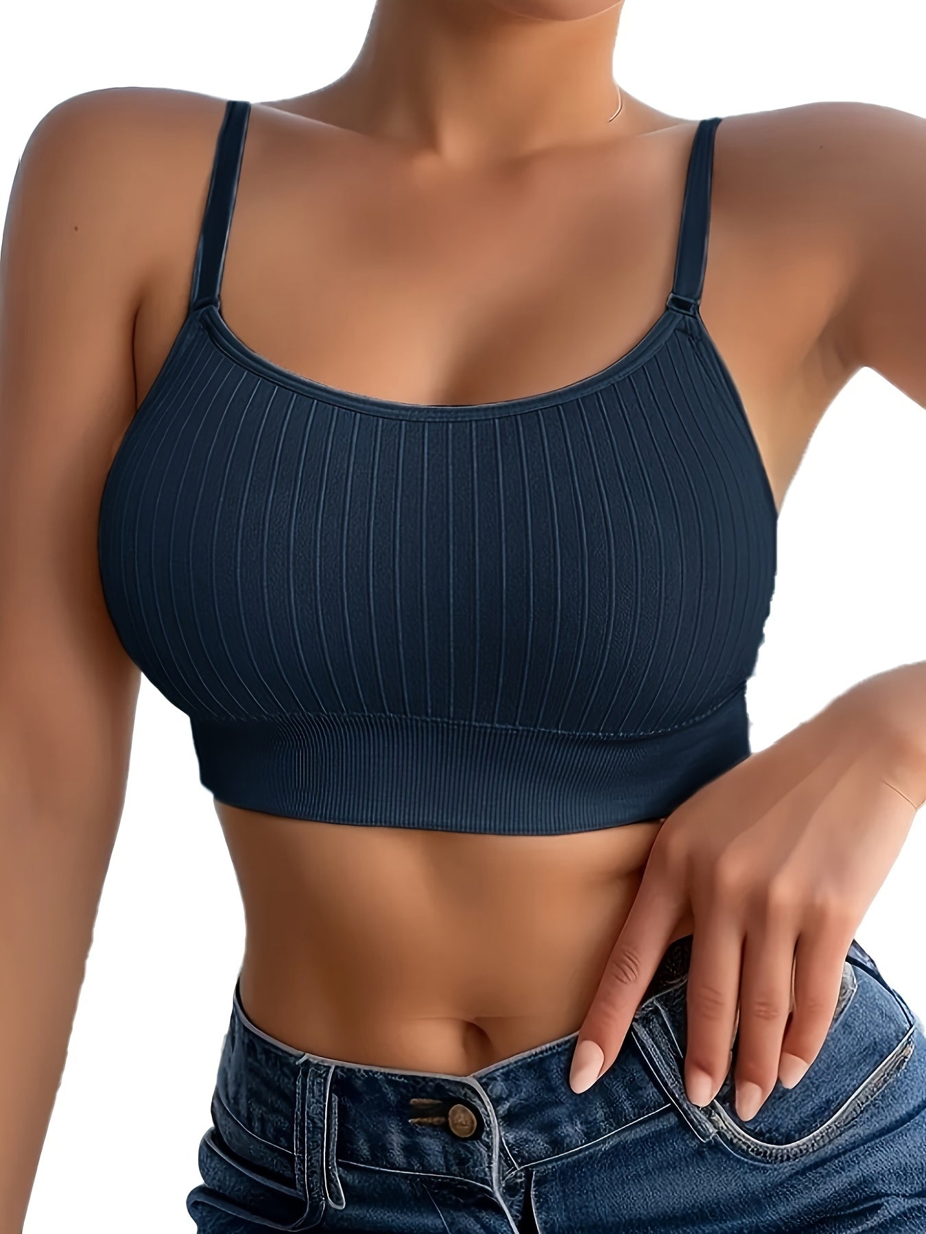 Breathable 6pcs Seamless Sports Bras with Adjustable Straps - Wire-Free Support for Yoga & Fitness - Removable Pads