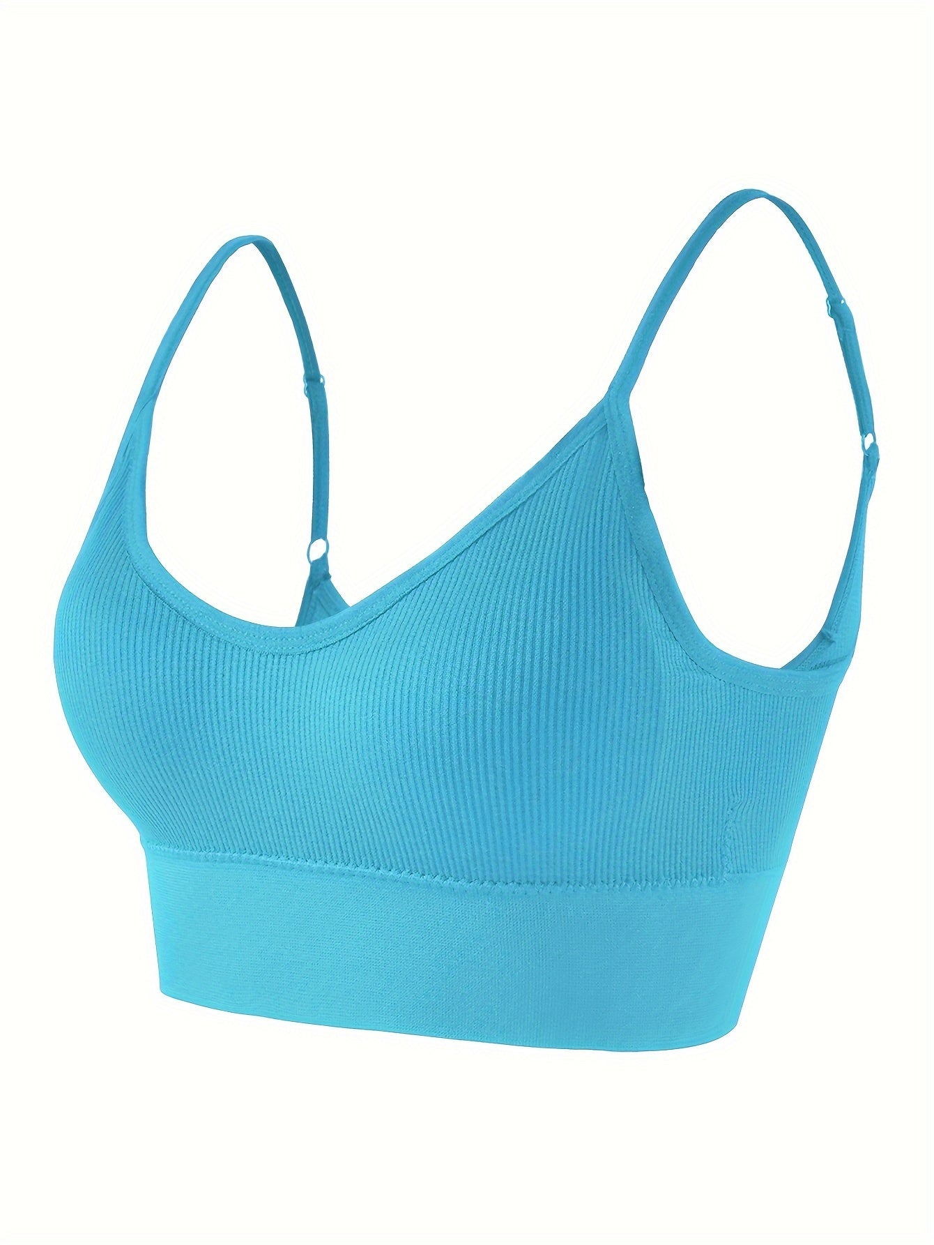ComfyFit Solid Ribbed Sports Bra - Sports Bras for Women, Breathable Workout Fitness Intimates, Lingerie and Underwear with Superior Comfort and Support
