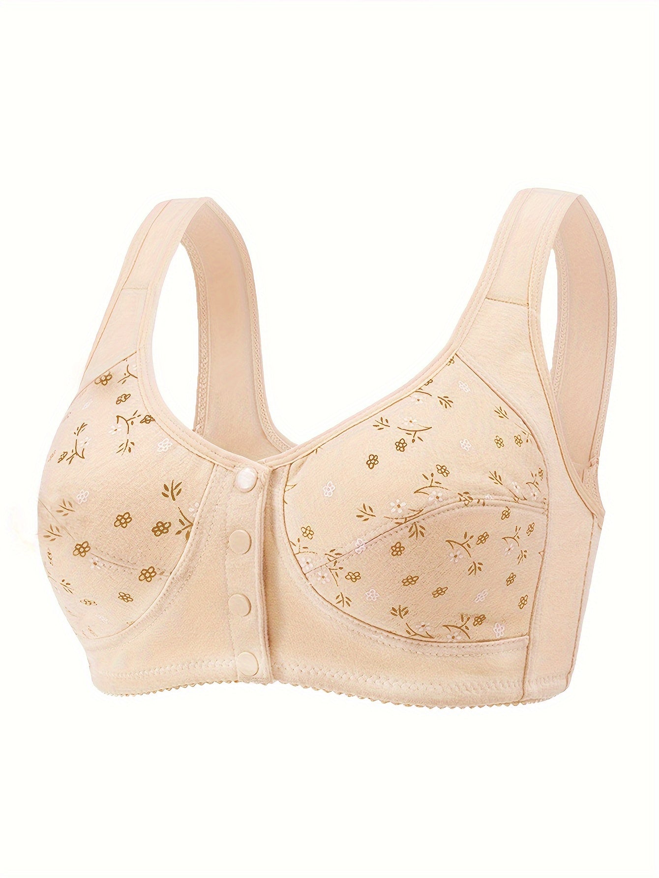 7pcs Set of Women'S Plus Size Non-Wired Bras, Solid Color, Simple Style, Slightly Elastic, No Bra Pads, Front Closure, Light And Breathable, Easy to Wear