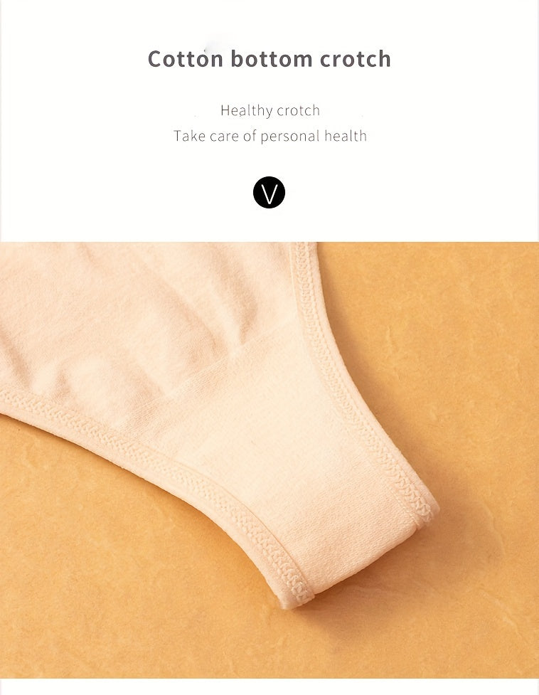 Cut Out Solid Thongs, Soft & Comfy Stretchy Intimates Panties, Women's Lingerie & Underwear