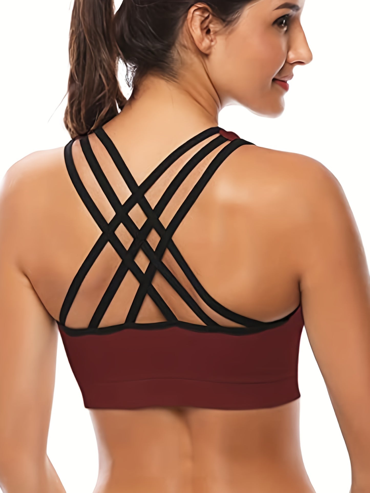 3pcs Criss Cross Back Sports Bras, Comfy & Breathable versatile Fitness Tank Bra, Women's Lingerie & Underwear