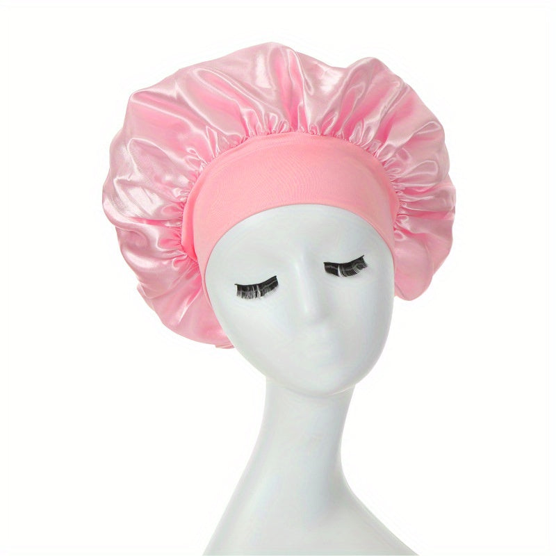 1pc Silky Satin Bonnet for Curly Hair - Wide Band Night Sleep Cap for Girls and Women - Soft and Comfortable Hair Cover for Sleeping and Styling