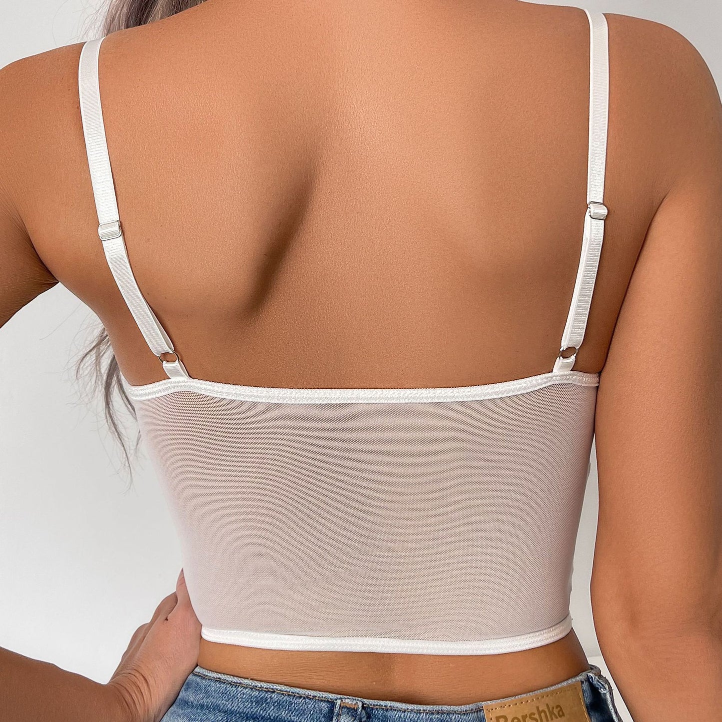 Floral Lace Push Up Cami Coeset, Contrast Mesh Hollow Out Crop Top Bra, Women's Lingerie & Underwear