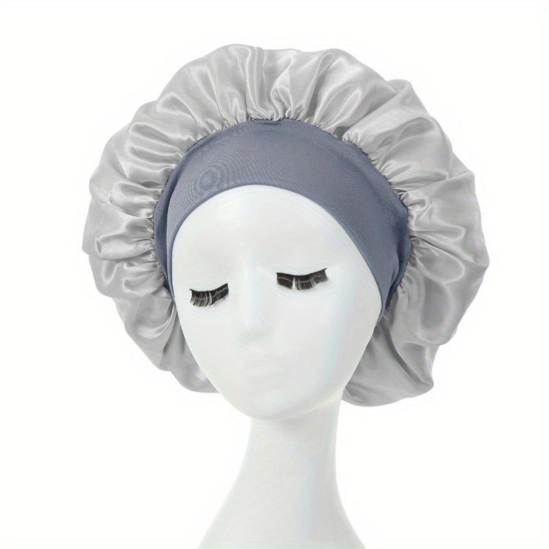 1pc Silky Satin Bonnet for Curly Hair - Wide Band Night Sleep Cap for Girls and Women - Soft and Comfortable Hair Cover for Sleeping and Styling