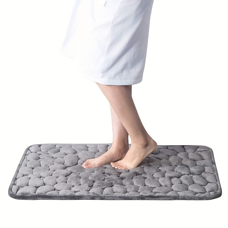 Coral Fleece Bath Rug, Non-Slip PVC Backing, Machine Washable, Low Pile, Flat Woven, Oblong Shape, 450gsm - Soft Comfort Bathroom Mat with Excellent Absorbency