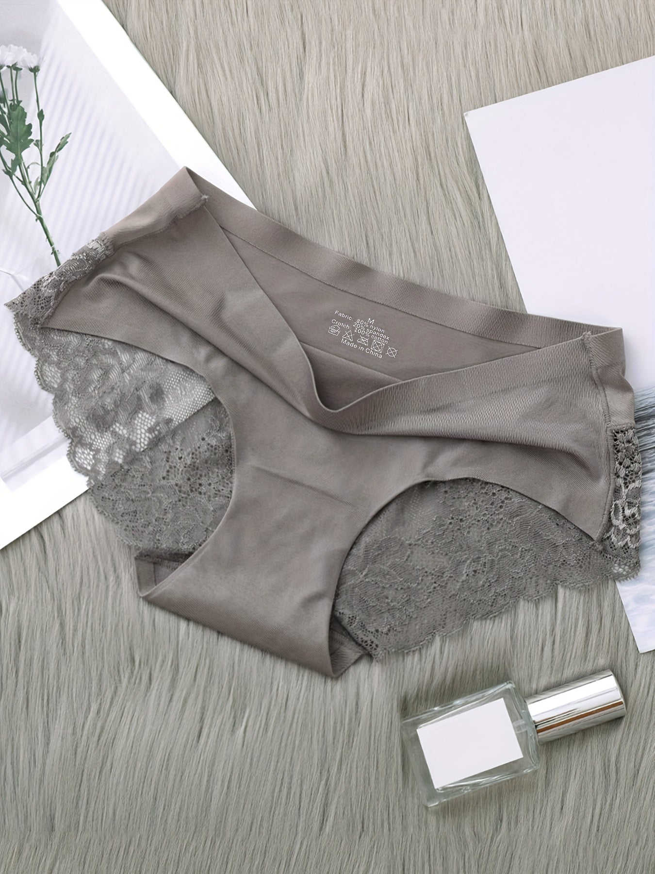 5pcs Comfy Chic Seamless Briefs - Semi-Sheer, Scallop Trim, Soft Stretch Fabric, Breathable, Moisture-Wicking, Everyday Wear - Women's Lingerie & Underwear Essentials