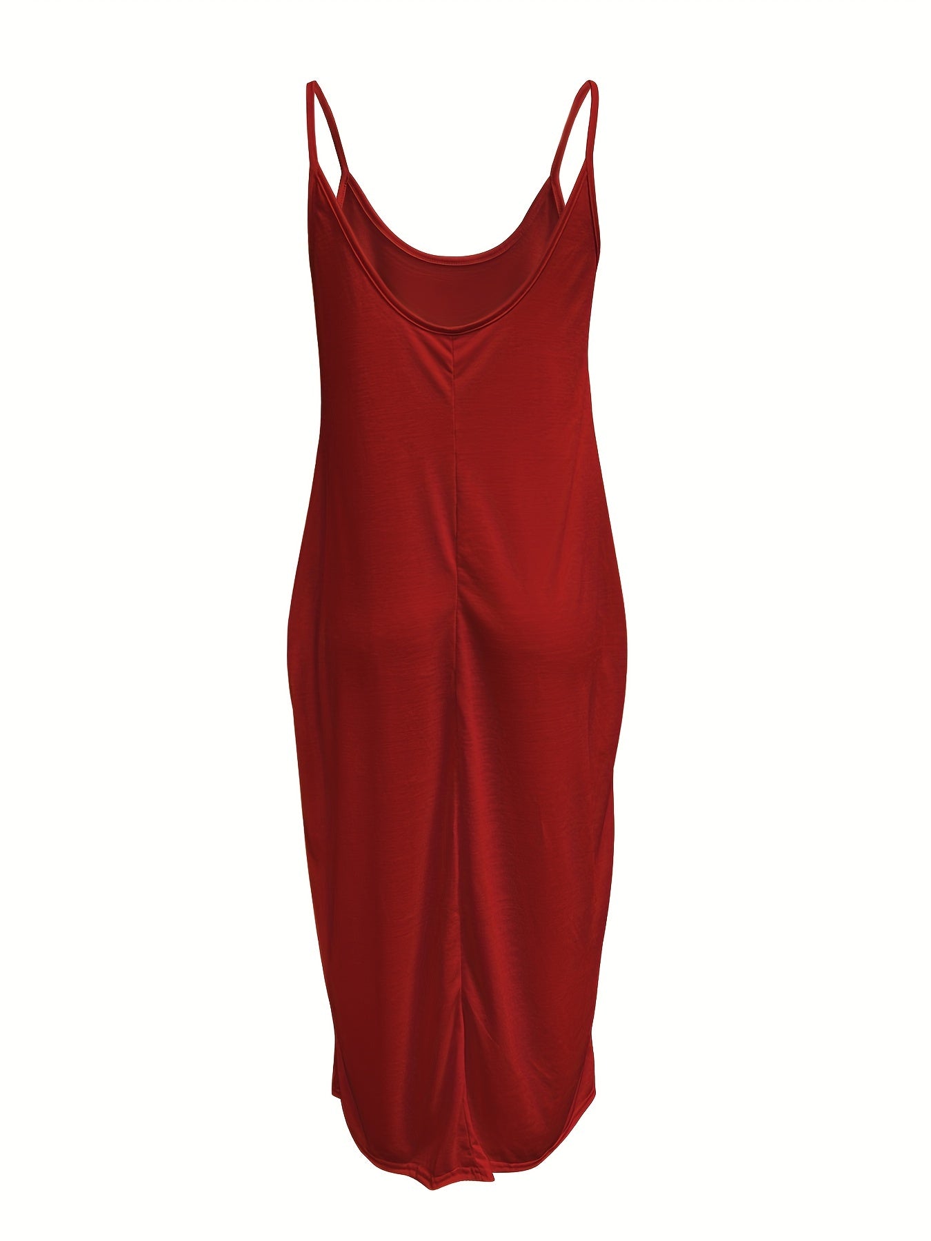 Deep V Neck Cami Dress With Pocket, Solid Casual Every Day Dress For Spring & Summer, Women's Clothing