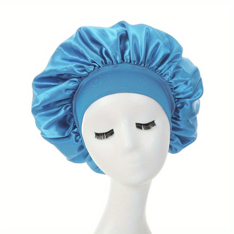1pc Silky Satin Bonnet for Curly Hair - Wide Band Night Sleep Cap for Girls and Women - Soft and Comfortable Hair Cover for Sleeping and Styling