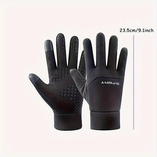 Autumn and Winter Outdoor Plus Velvet Cold Safeguard Gloves, Sports Riding Ski Touch Screen Gloves, Men's Warm Gloves