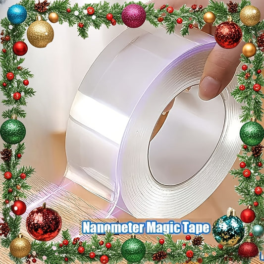 Heavy Duty Double Sided Nano Tape - Reusable, Traceless, Strong, Sticky, Removable, Washable, Clear Mounting Strips for Home, Office, Car - 1 Roll, Multipurpose Paste Items