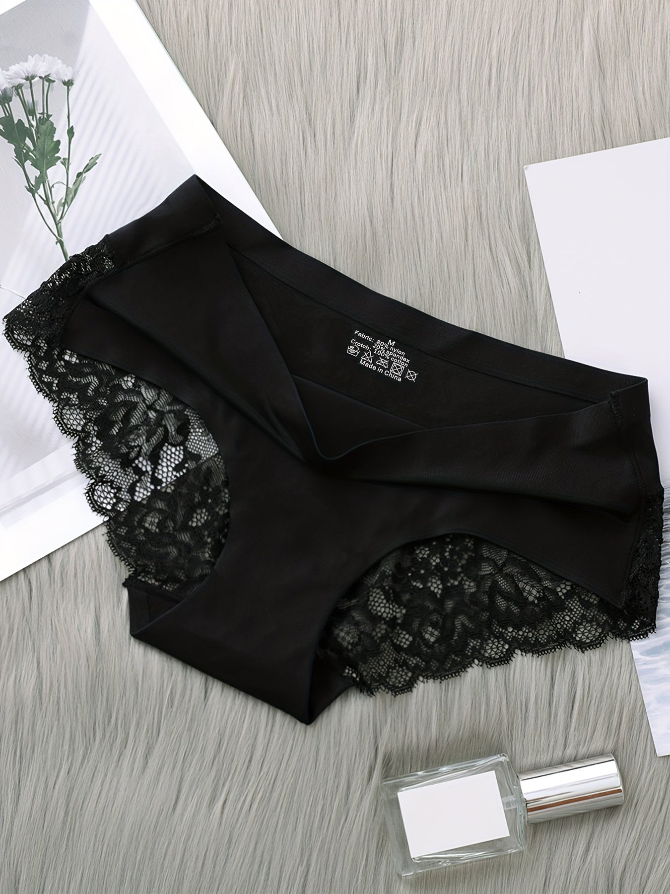 5pcs Comfy Chic Seamless Briefs - Semi-Sheer, Scallop Trim, Soft Stretch Fabric, Breathable, Moisture-Wicking, Everyday Wear - Women's Lingerie & Underwear Essentials