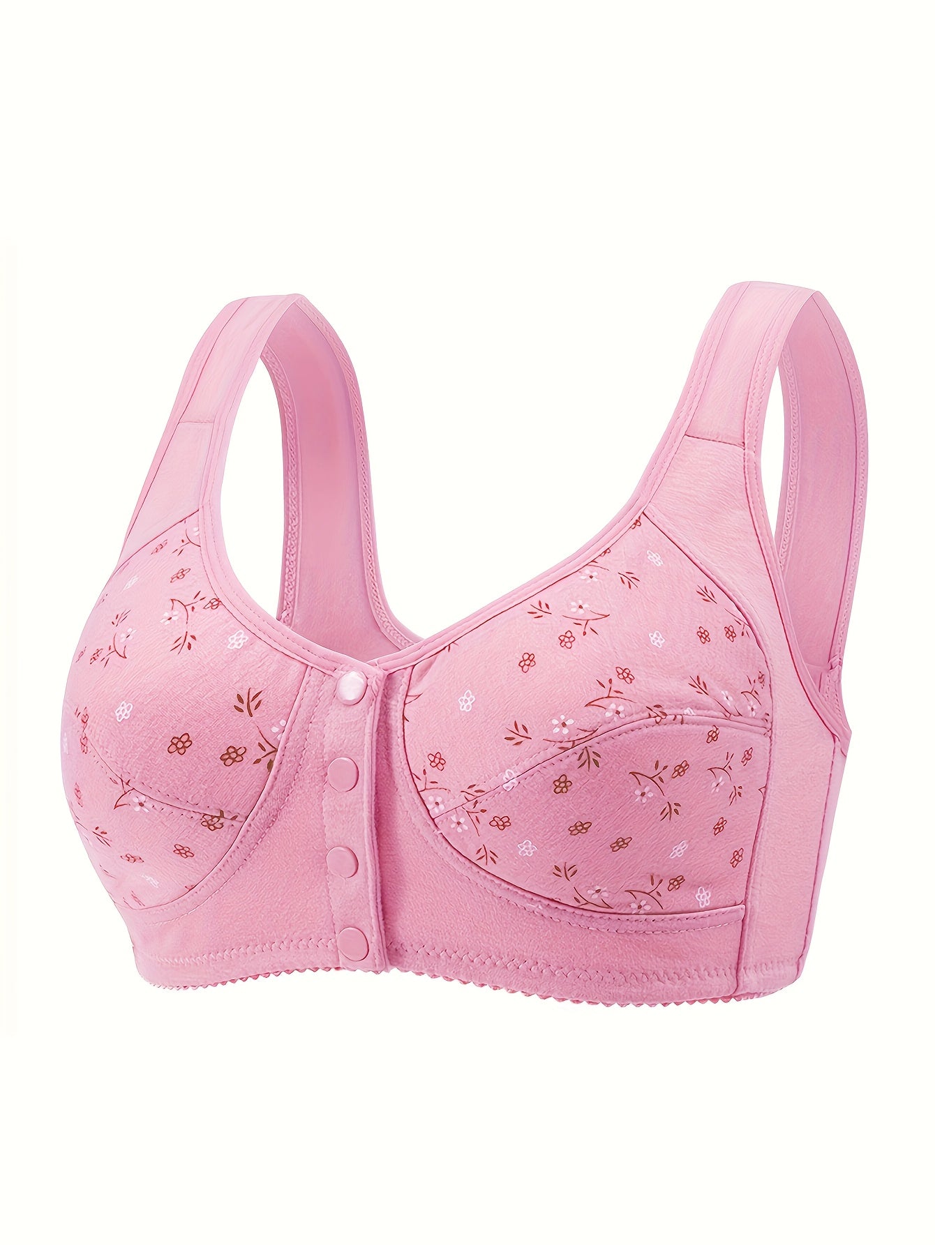 7pcs Set of Women'S Plus Size Non-Wired Bras, Solid Color, Simple Style, Slightly Elastic, No Bra Pads, Front Closure, Light And Breathable, Easy to Wear