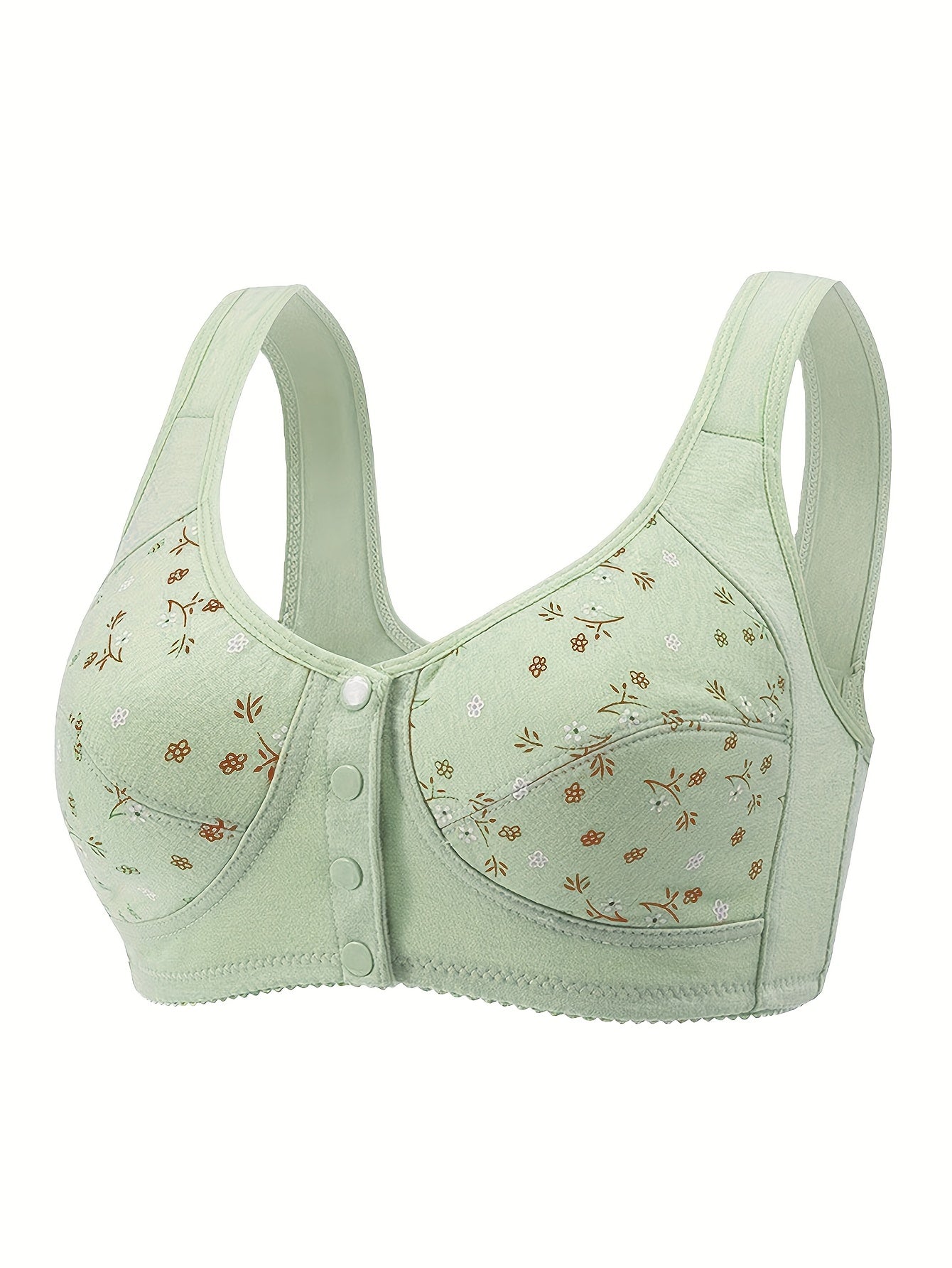 7pcs Set of Women'S Plus Size Non-Wired Bras, Solid Color, Simple Style, Slightly Elastic, No Bra Pads, Front Closure, Light And Breathable, Easy to Wear