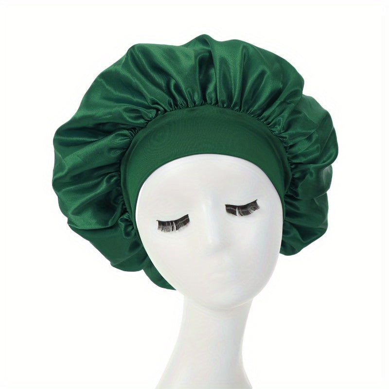 1pc Silky Satin Bonnet for Curly Hair - Wide Band Night Sleep Cap for Girls and Women - Soft and Comfortable Hair Cover for Sleeping and Styling